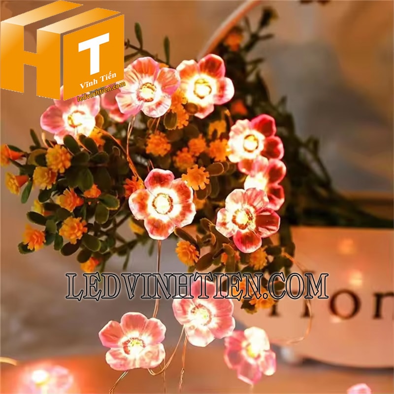 Dây đèn led hình hoa anh đào 2m dùng pin