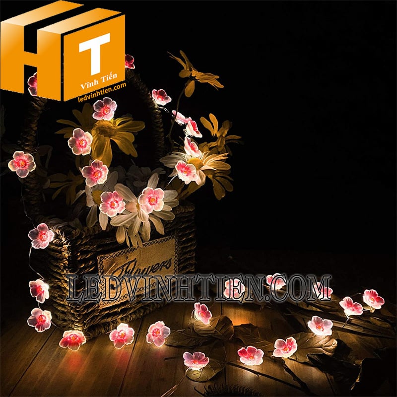Dây đèn led hoa anh đào 2 mét chạy pin