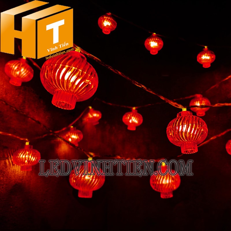 Dây led đèn lồng 16 bóng màu đỏ