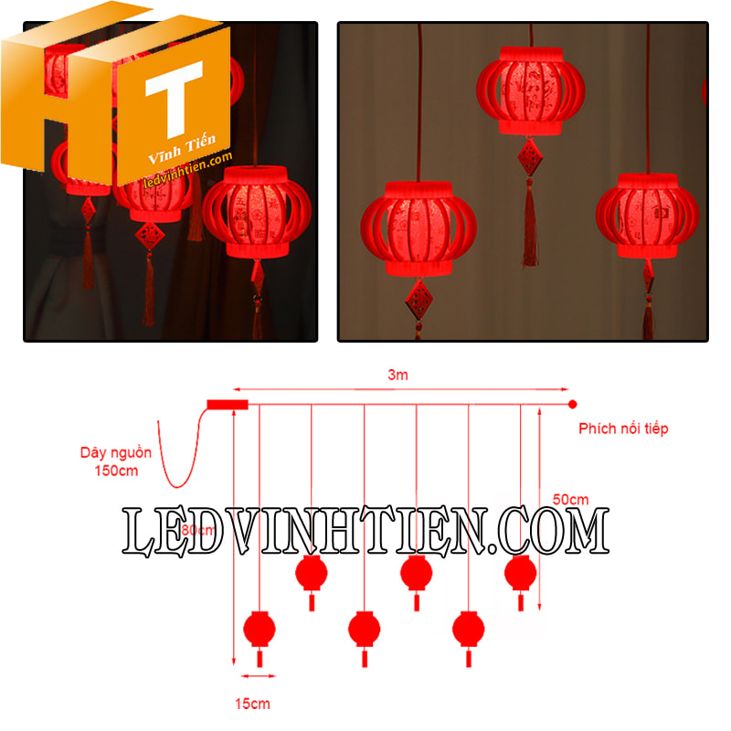 Dây led thả đèn lồng vạn sự như ý