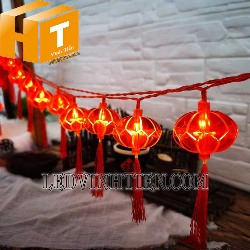 Dây led đèn lồng 5m 16 bóng màu đỏ