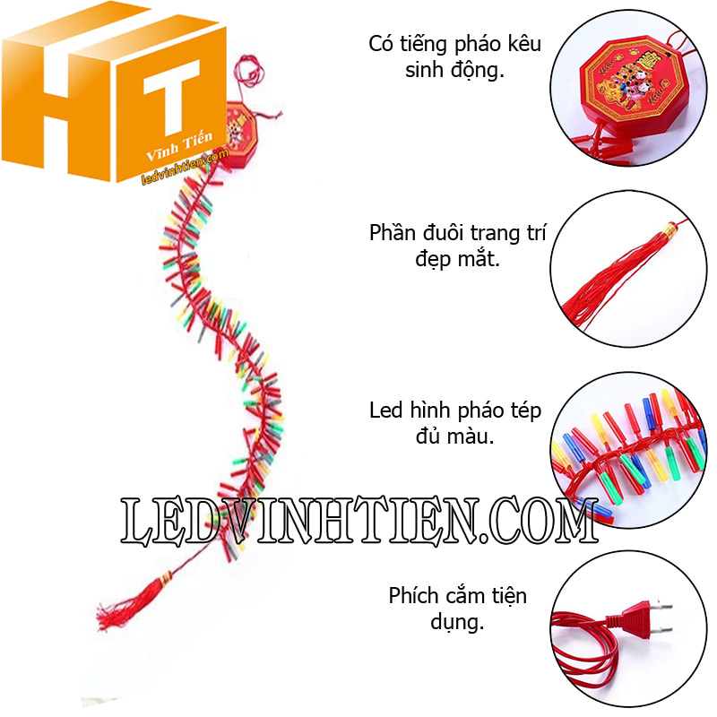 Dây đèn pháo tép đủ màu có âm thanh