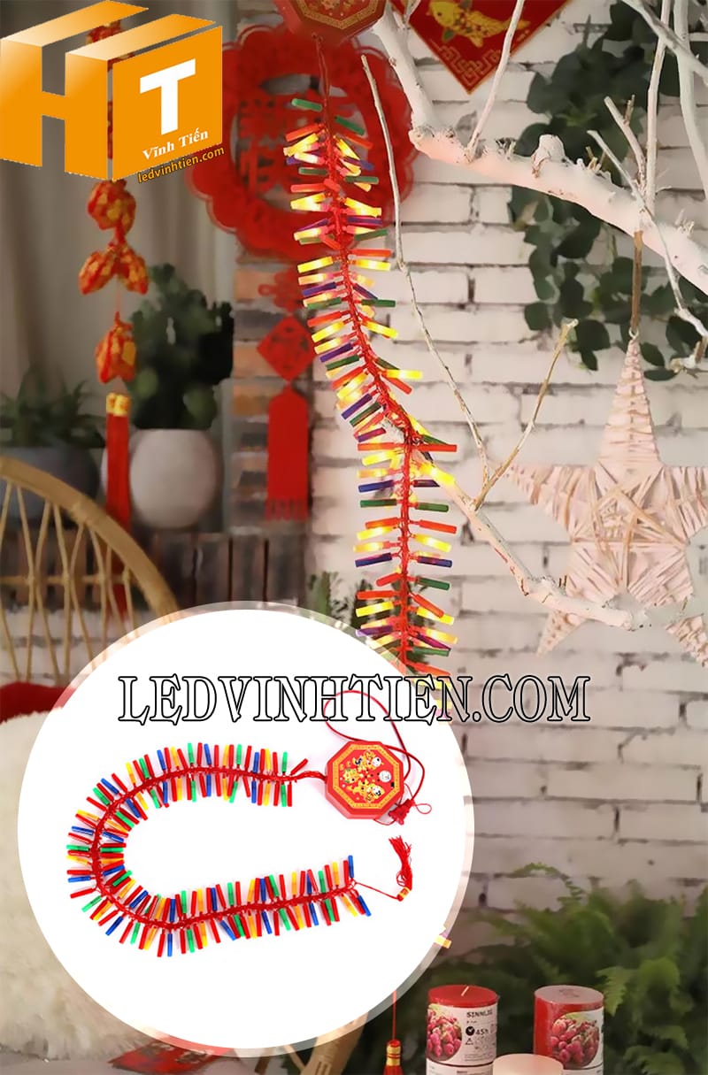 Dây đèn pháo tép đủ màu trang trí Tết