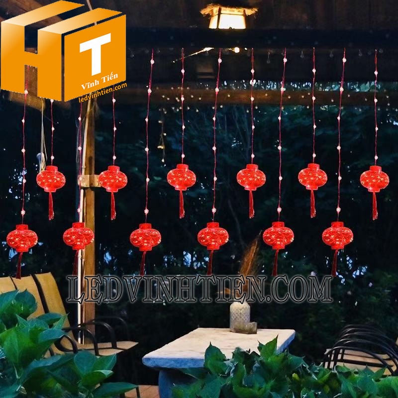 Dây đèn rèm lồng đỏ