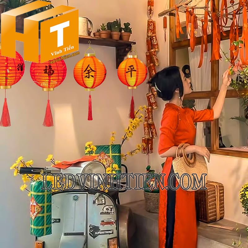 Lồng đèn led màu đỏ chạy pin