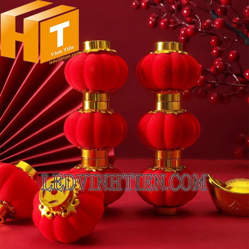 Đèn lồng bọc vải nhung màu đỏ