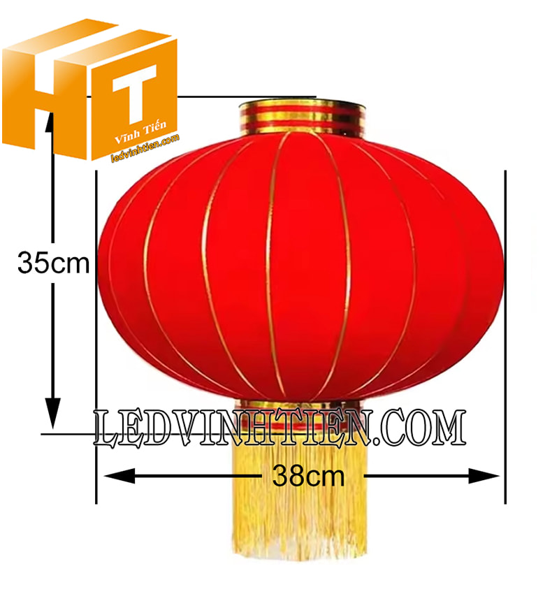 Lồng đèn vải lụa đỏ tua vàng