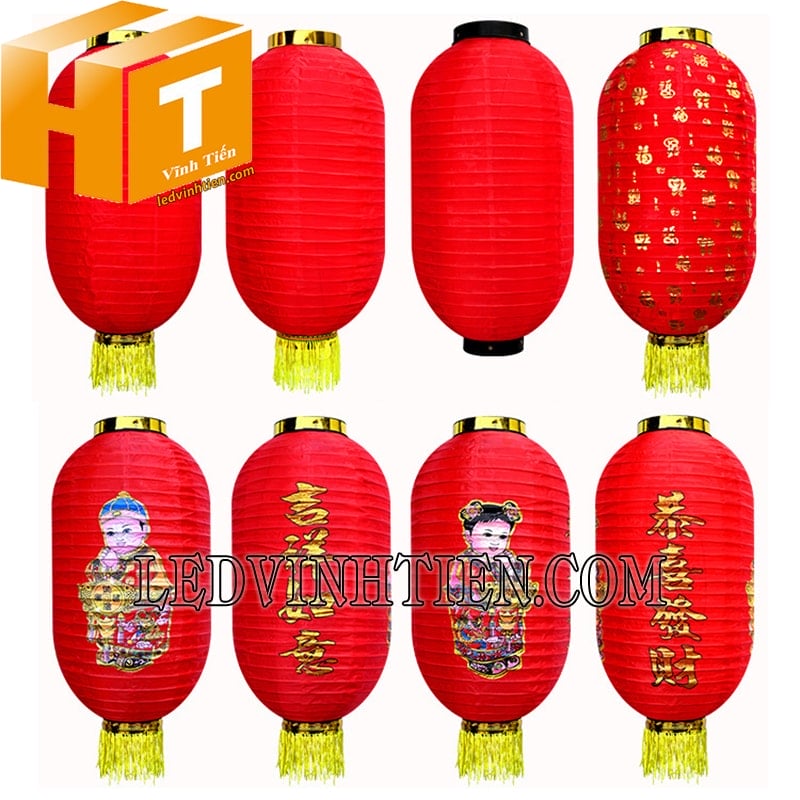 Đèn lồng dài bằng vải có tua