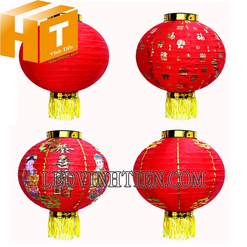 Đèn lồng tròn bằng vải có tua