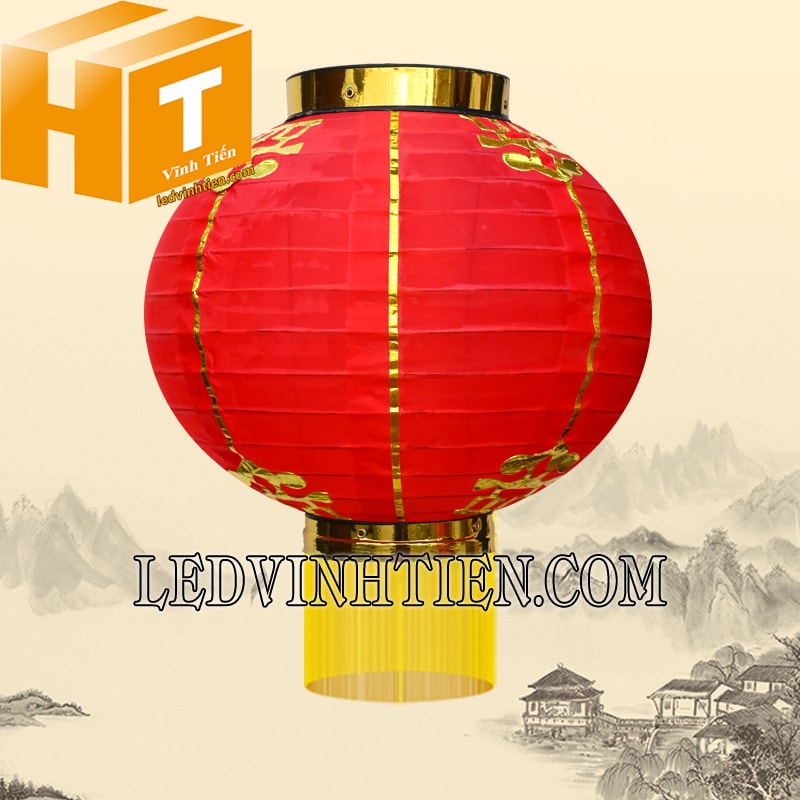 Đèn lồng vải có tua vàng