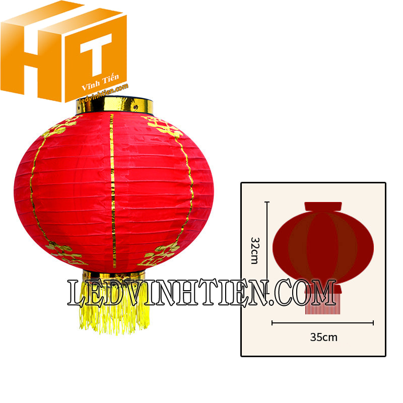 Đèn lồng vải tròn màu đỏ có tua