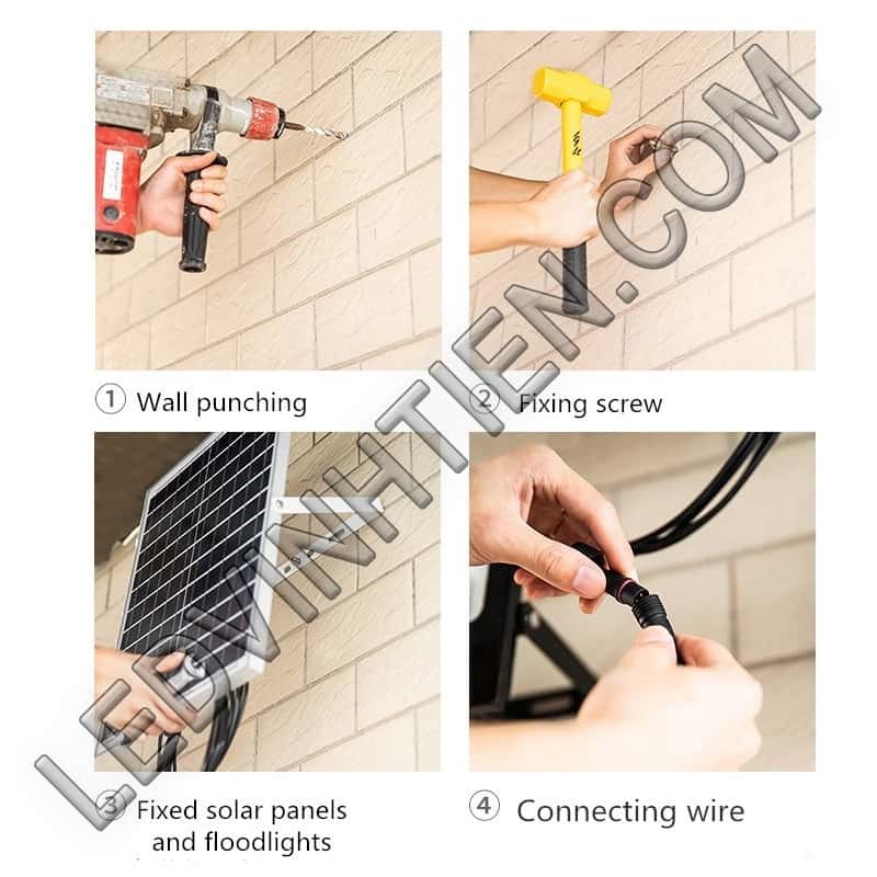 Đèn led pha năng lượng mặt trời 100W đủ công suất