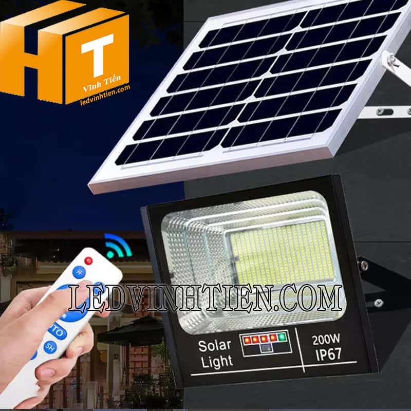 Đèn led pha năng lượng mặt trời 200W điều khiển bằng remote