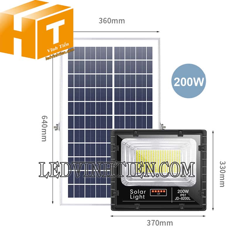 Đèn pha led năng lượng mặt trời 200W Jindian