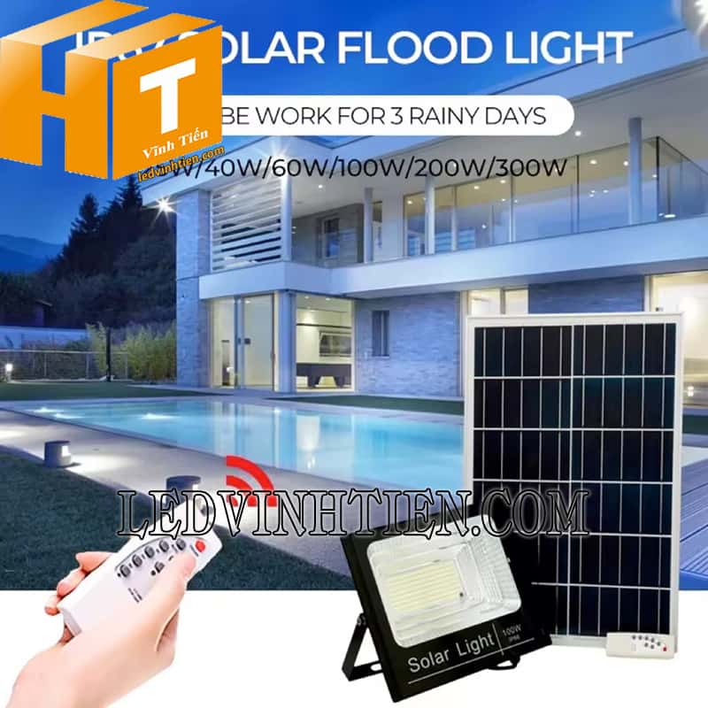 Đèn pha năng lượng mặt trời 100W loại tốt