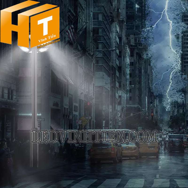 ứng dụng đèn sân vườn năng lượng mặt trời UFO 800W tại Vĩnh Tiến