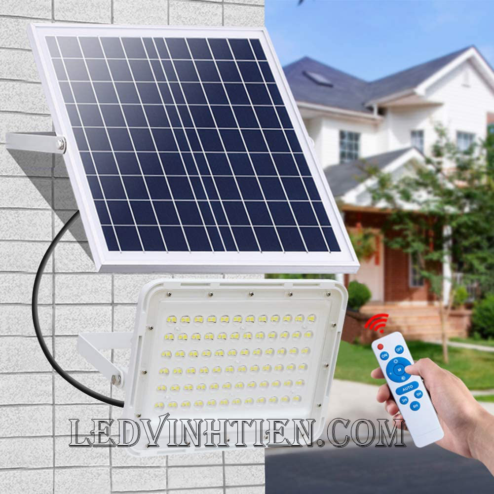 Đèn pha led năng lượng mặt trời thấu kính 100W. sử dụng năng lượng mặt trời chiếu sáng từ 3-5 năm không lo tốn tiền điện,  hiêu JINDIAN, Thời gian chiếu sáng đến 12-14 giờ liên tục, Đèn có tính năng tự động bật khi trời tối và tắt khi trời sáng.  Lắp đặt dễ dàng, phù hợp mọi địa hình,  Thắp sáng suốt đêm, tránh xa sự dòm ngó của trộm cắp  Kèm theo điều khiển bật/tắt từ xa và chế độ hằng giờ hiện đại giúp cuộc sống của bạn dễ dàng và tiện lợi hơn bao giờ hết.  Tấm pin công nghệ Poly, tuổi thọ lên đến 10-12 năm. Thích hợp lắp đặt trong nhà, các ki ốt, nhà hàng, trên tàu thuyền. sản phẩm đèn năng lượng dùng ngoài trời, loại tốt, giá rẻ, chất lượng, siêu sáng, cảm úng chuyển động, chính hãng ledvinhtien.com