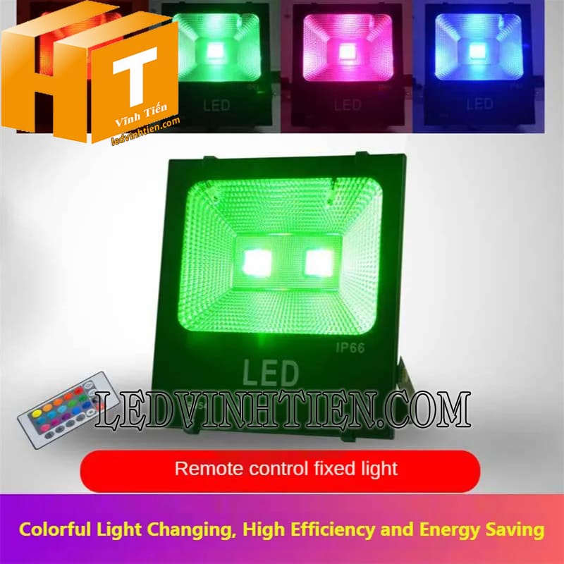 Đèn pha led đổi màu tự động công suất 100w