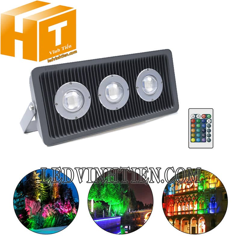 Đèn pha xương cá cầu lồi 150W RGB có kèm bộ remote