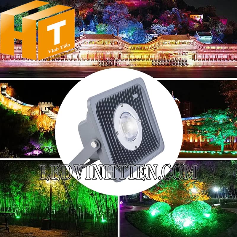 Đèn pha led xương cá 50W đổi màu