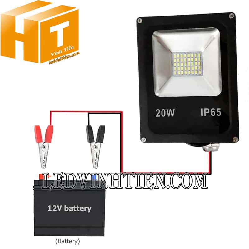 Đèn pha led dc 12V kẹp bình