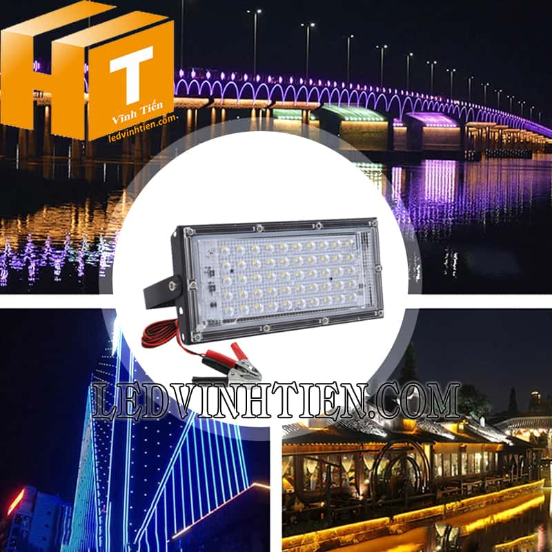 Đèn led pha 12V kẹp bình ô tô