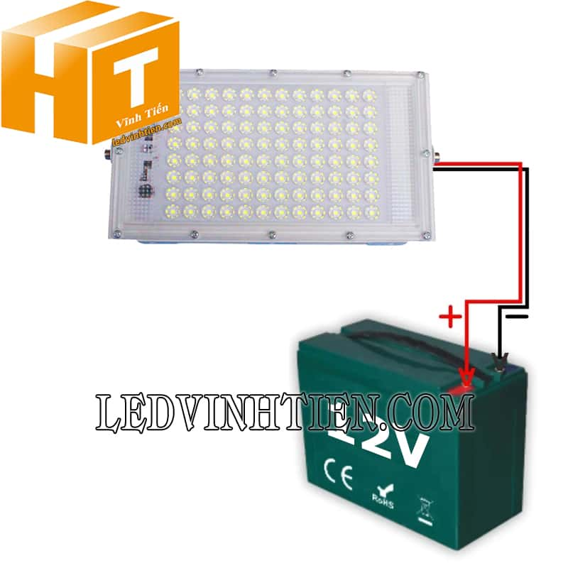 Đèn led pha xài bình ắc quy 12V vỏ dày