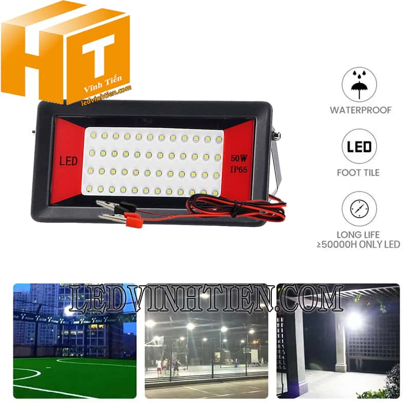 Đèn pha led 12V 50w siêu mỏng dùng cho sân bóng