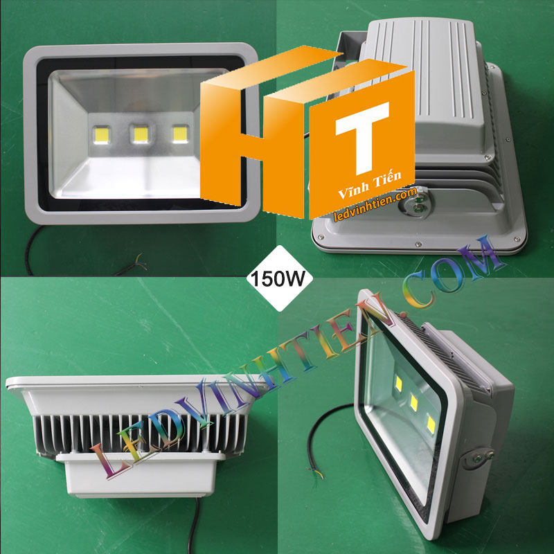 Đèn pha led 150W vỏ xám loại tốt, giá rẻ, đủ watt, ngoài trời, ánh sáng trắng, vàng, dùng chiếu sáng banner, bảng hiệu quảng cáo ngoài trời, ledvinhtien.com