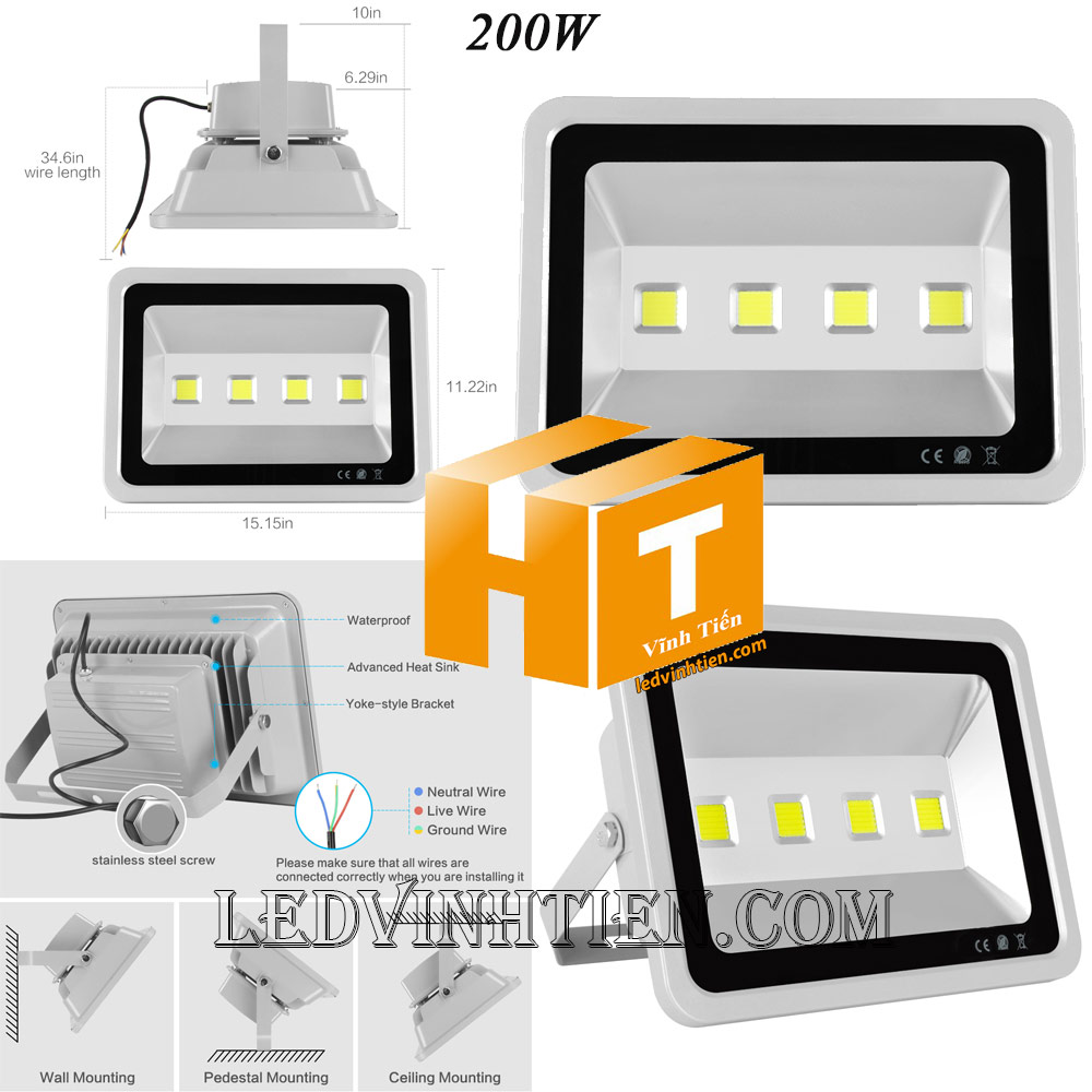 Hình ảnh chi tiết mọi góc cạnh của Đèn pha led 200W vỏ xám loại tốt, giá rẻ, đủ công suất, chip led epistar,  Bridgelux, nichia, philips, dùng chiếu sáng ngoài trời là sản phẩm của công ty đèn led Vĩnh Tiến, nhập khẩu và phân phối sỉ đèn pha chiếu xa được sử dụng cho chiếu sáng biển quảng cáo, sân chơi thể thao, chiếu sáng cho các nhà xưởng, bảng hiệu, bảng quảng cáo,chiếu sáng công cộng,chiếu sáng sân vườn, IP66, 67, 65, ÁNH SÁNG TRẮNG, VÀNG | Góc chiếu 130 độ | LEDVINHTIEN.COM. Công ty chúng tôi chuyên đèn led công nghiệp chiếu sáng xa, rộng, chiếu sáng bảng hiệu, chiếu sáng bảng quảng cáo DÙNG CHIẾU SÁNG NGOÀI TRỜI, SÂN VẬN ĐỘNG, SÂN BANH, QUẢNG TRƯỜNG, CÔNG VIÊN,...