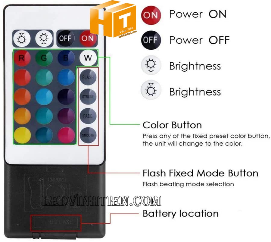 remote đèn pha led RGB