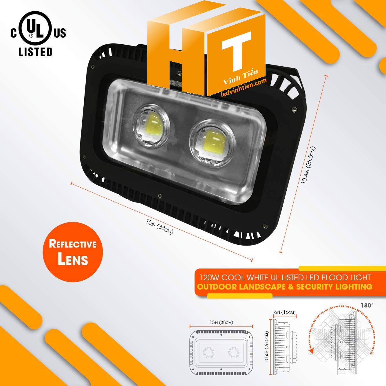 Đèn pha led 100W thấu kính gương lồi, hay còn gọi là đèn pha led lúp chất lượng 100% đủ công suất, dùng chiếu sáng ngoài trời, IP65, 66, 67, chất lượng, ánh sáng chiếu rộng, xa, loại tốt, giá rẻ, chính hãng ledvinhtien.com. Đèn pha led thấu kính 100w sử dụng chip led như: Epistar, Cree, Bridgelux, philips. Đèn pha led thấu kính lồi 100w, Sử dụng trong chiếu sáng công nghiệp như nhà xưởng, nhà máy, bảng hiệu quảng cáo, panner hiển hiệu ngoài trời, hồ, sân vườn, công viên, nhà xưởng, ledvinhtien.com