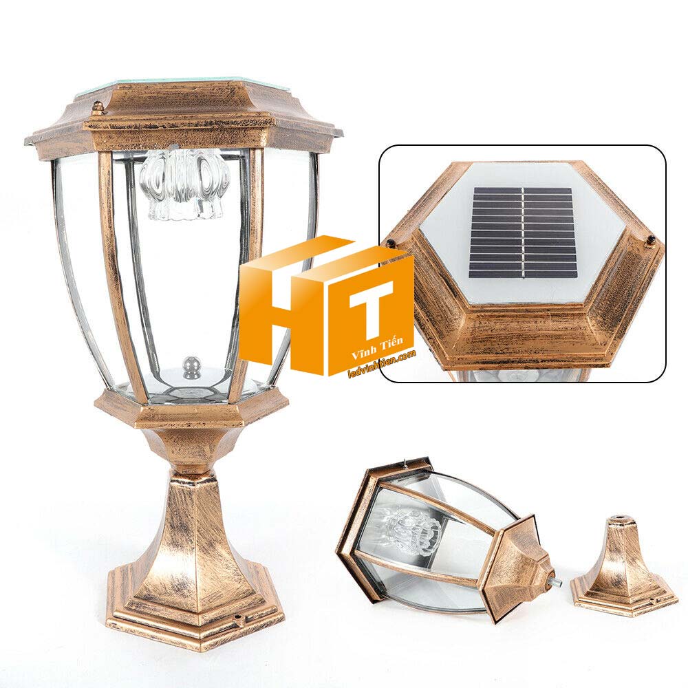 Đèn trụ cổng năng lượng mặt trời 3w. 4w, 5w, 6w, cao cấp loại tốt, giá rẻ, chất lượng, dùng ngoài trời, có khả năng chống nước, chống bụi đạt tiêu chuẩn IP65 (mã Đèn trụ cổng năng lượng mặt trời VTHT-TCNLMT-004). dùng chiếu sáng ngoài trời, tiết kiệm điện, Bạn có thể yên tâm khi lắp đặt sản phẩm ở ngoài trời sản xuất bởi công ty tnhh kinh doanh vĩnh tiến, ledvinhtien.com