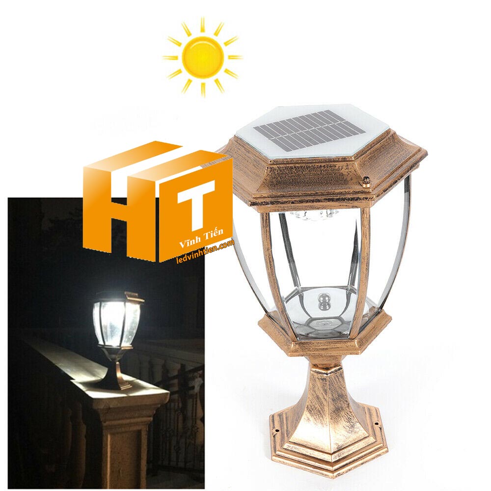 Đèn trụ cổng năng lượng mặt trời 3w. 4w, 5w, 6w, cao cấp loại tốt, giá rẻ, chất lượng, dùng ngoài trời, có khả năng chống nước, chống bụi đạt tiêu chuẩn IP65 (mã Đèn trụ cổng năng lượng mặt trời VTHT-TCNLMT-004). dùng chiếu sáng ngoài trời, tiết kiệm điện, Bạn có thể yên tâm khi lắp đặt sản phẩm ở ngoài trời sản xuất bởi công ty tnhh kinh doanh vĩnh tiến, ledvinhtien.com