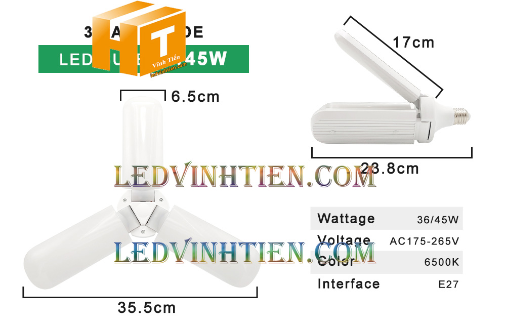 Đèn led 3 cánh quạt loại tốt