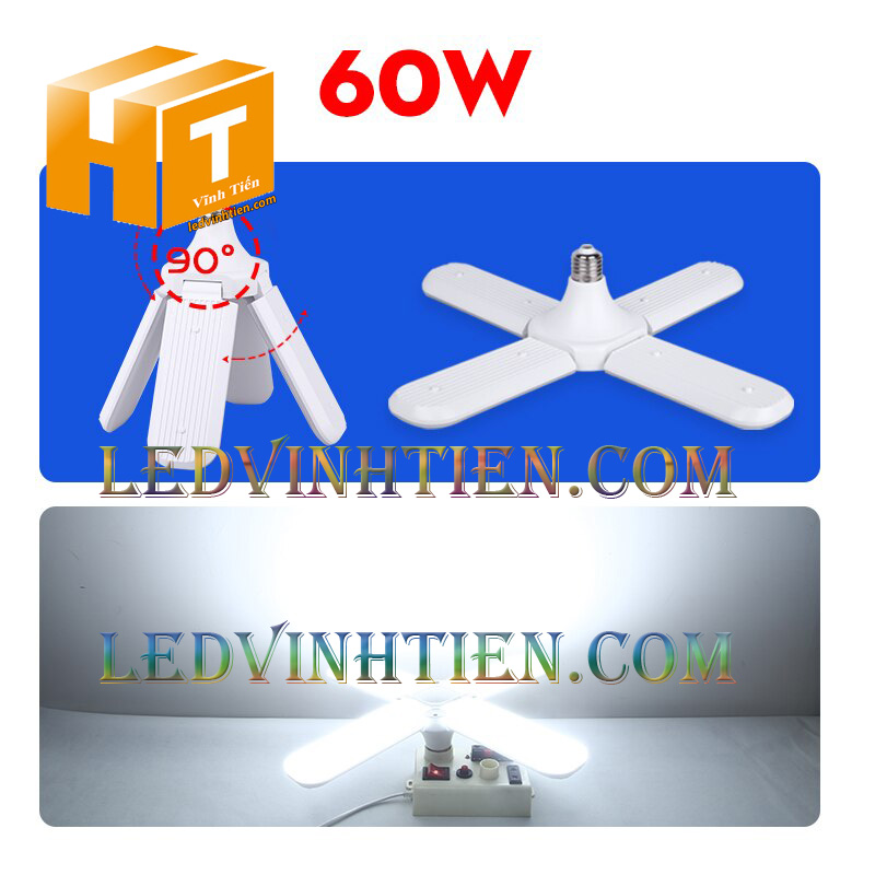 Đèn led 3 cánh quạt màu tráng siêu sáng