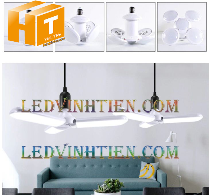 Bóng đèn led 4 cánh màu trắng chợ dân sinh