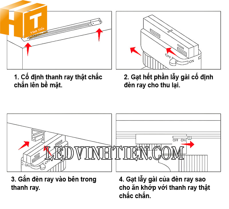 Hướng dẫn lắp đèn chiếu shop vào thanh ray