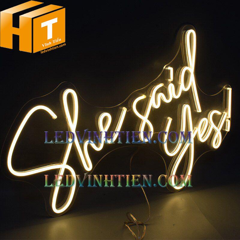 Đèn led neon sign 12v màu vàng