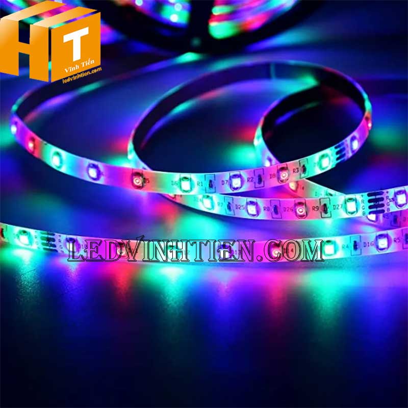 Phân phối đèn led dây dán 12V RGB, bảy màu chip 3825, siêu sáng, giá rẻ, loại tốt, điện áp 12V, 120 led/m