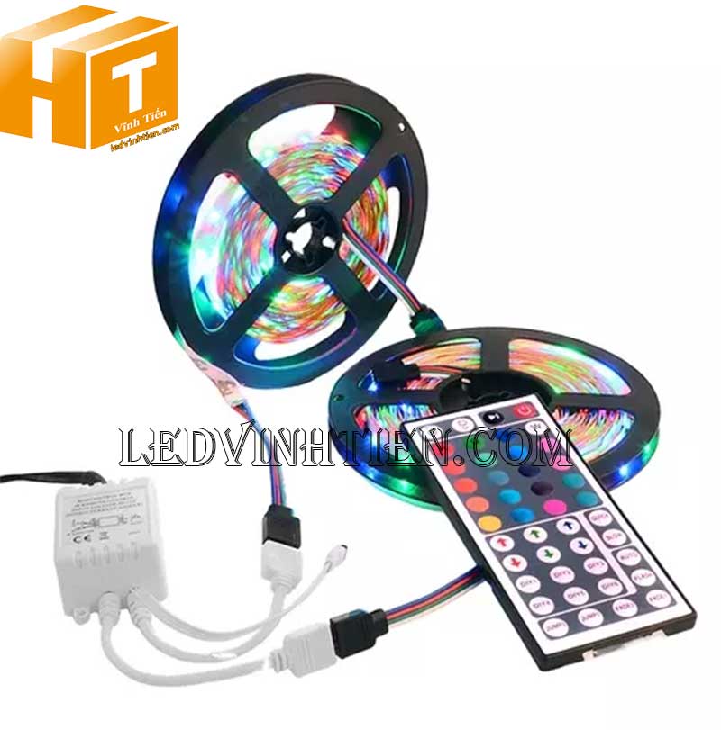 Đèn led dây 12V 3825 loại tốt giá rẻ ánh sáng RGB, bảy màu, nhiều màu, đủ màu dùng trong nhà và ngoài trời