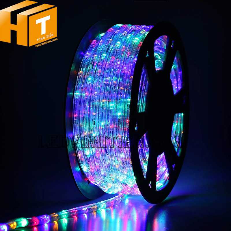 Đèn led dây 220V ống tròn có bọc nhựa RGB dùng ngoài trời