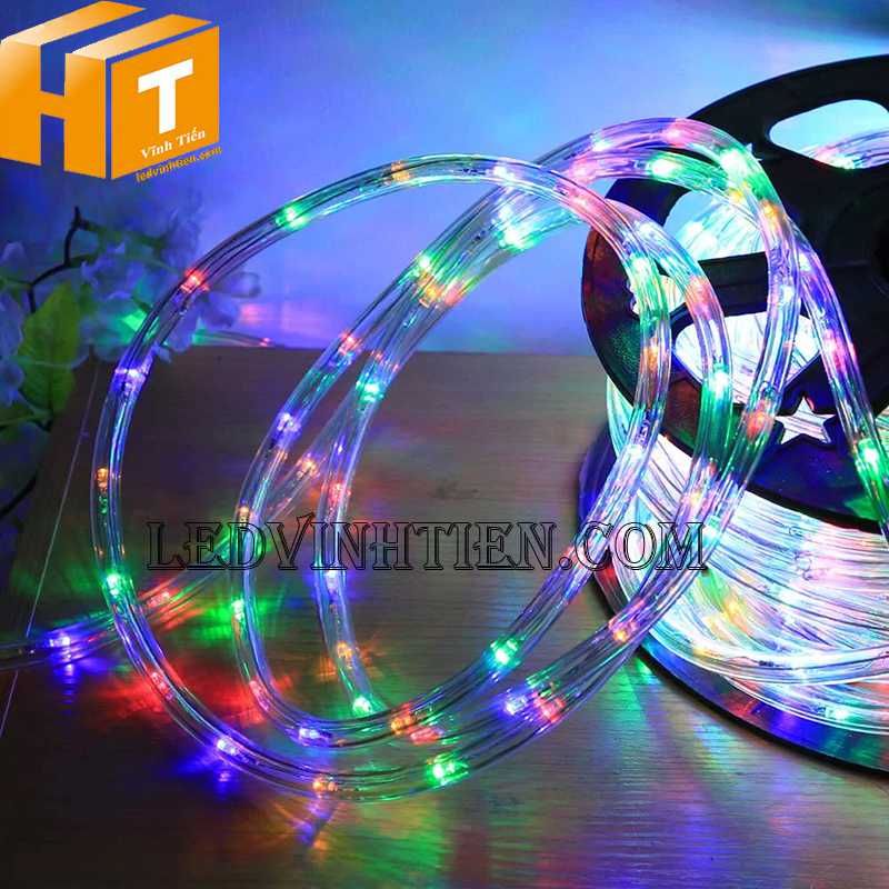 Đèn led dây 220V ống tròn có bọc nhựa RGB dùng ngoài trời siêu sáng