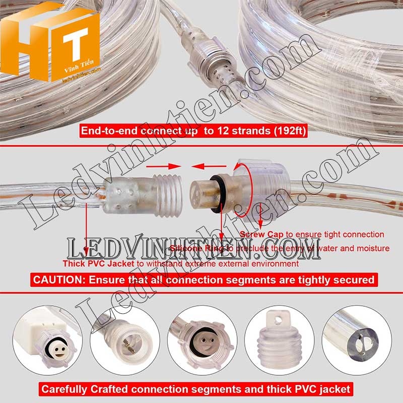 Đèn led dây 220V ống tròn màu đỏ  tươi siêu sáng