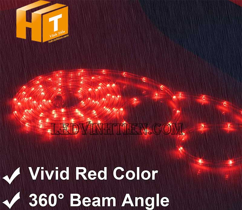 Đèn led dây 220V ống tròn màu đỏ giá rẻ dùng ngoài trời