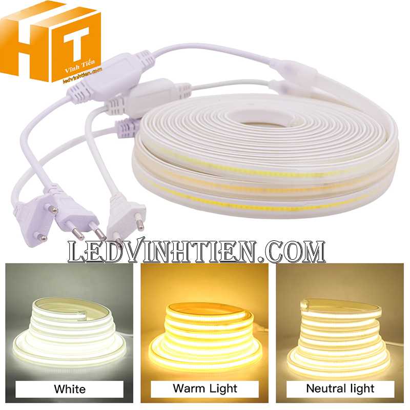 Đèn led dây COB 220V, độ dài 100m, ánh sáng trắng dùng hắt trần