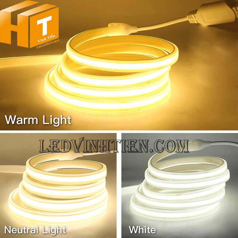 Đèn led dây COB 220V ánh sáng vàng loại tốt tại Vĩnh Tiến