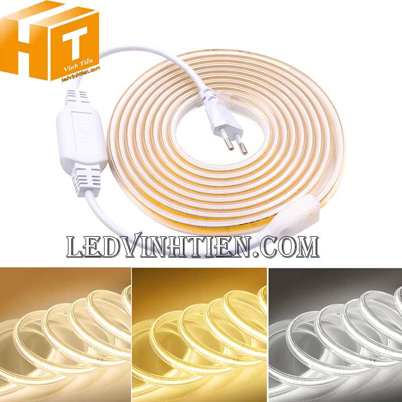 Đèn led dây COB 220V, độ dài 100m, màu trung tính, loại tốt, giá rẻ, hàng chính hãng Vĩnh Tiến