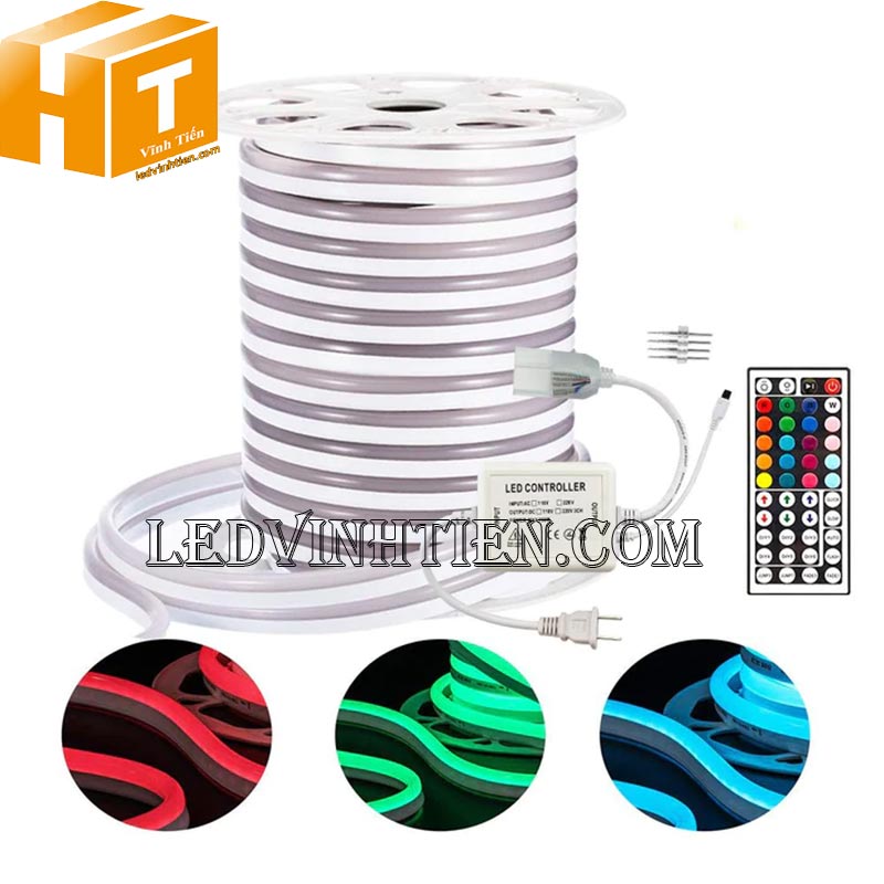 Đèn led dây neon Flex RGB 220V cuộn 100m nhiều màu