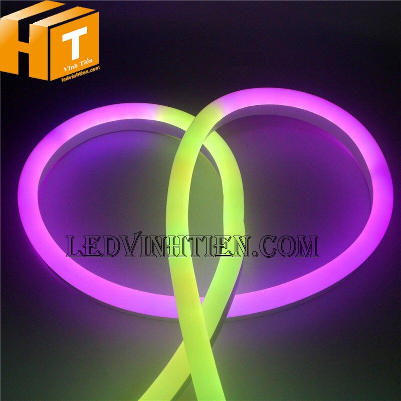 Đèn led dây neon Flex RGB 220V cuộn 100m nhiều màu dùng chạy viền chử